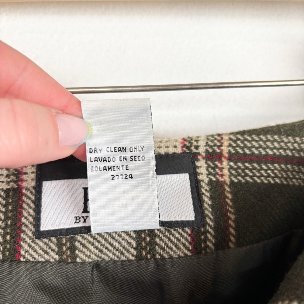 Vintage 90s Bice by Sag Harbor Green Plaid Wool Blend Knee Length Skirt Sz 8 - Picture 9 of 9